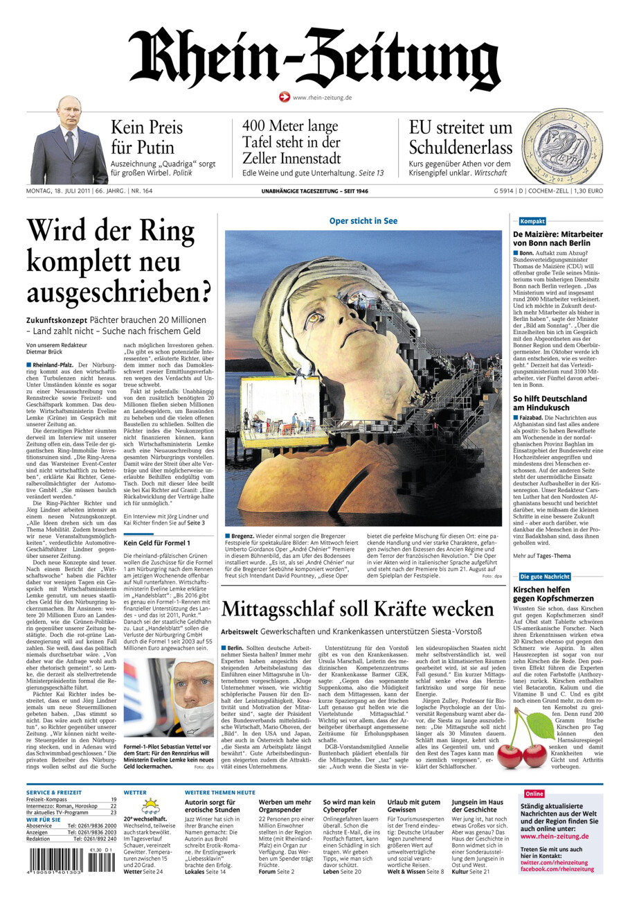 Rhein-Zeitung Kreis Cochem-Zell vom Montag, 18.07.2011