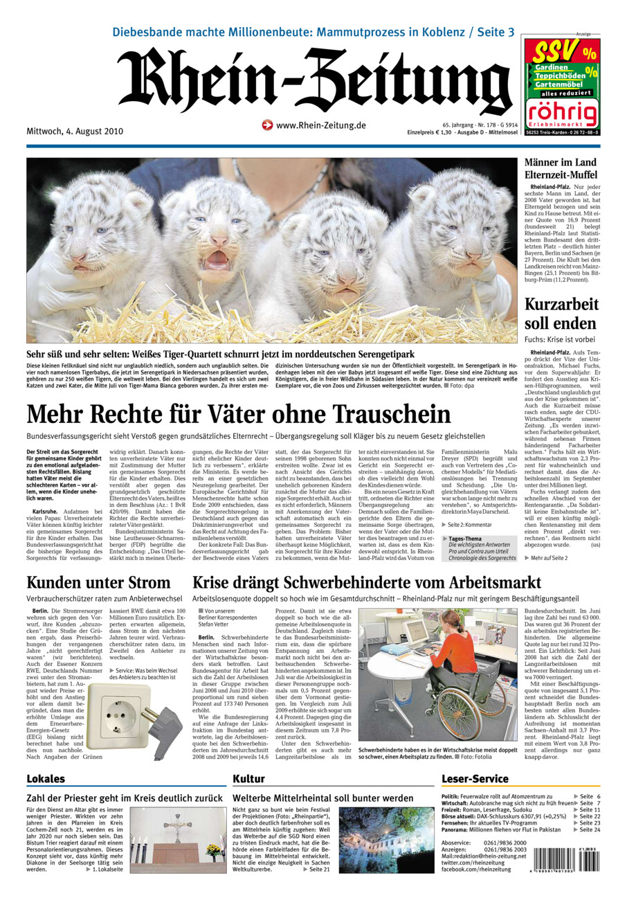 Rhein-Zeitung Kreis Cochem-Zell vom Mittwoch, 04.08.2010