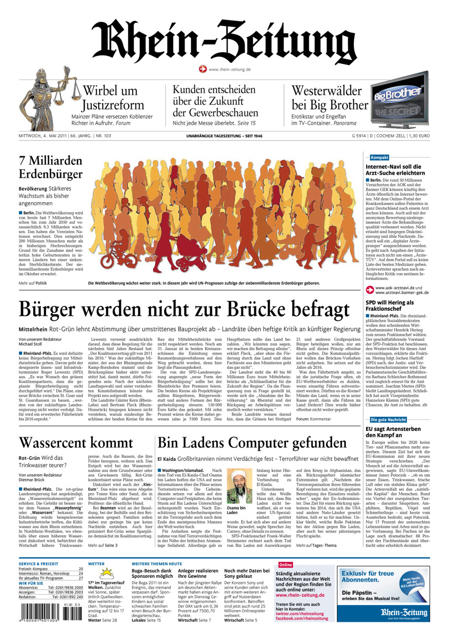 Rhein-Zeitung Kreis Cochem-Zell vom Mittwoch, 04.05.2011