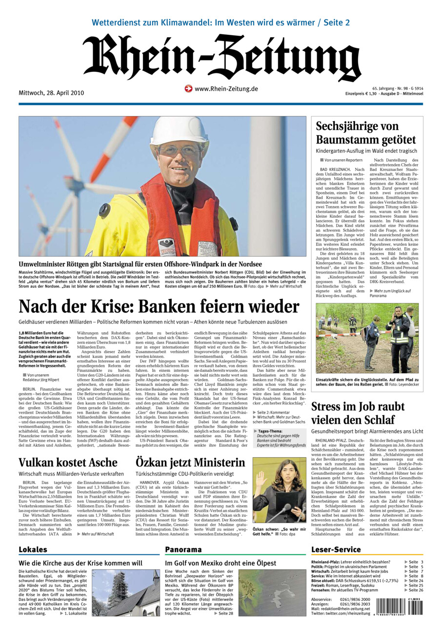 Rhein-Zeitung Kreis Cochem-Zell vom Mittwoch, 28.04.2010