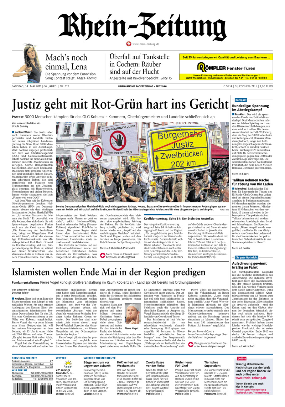 Rhein-Zeitung Kreis Cochem-Zell vom Samstag, 14.05.2011