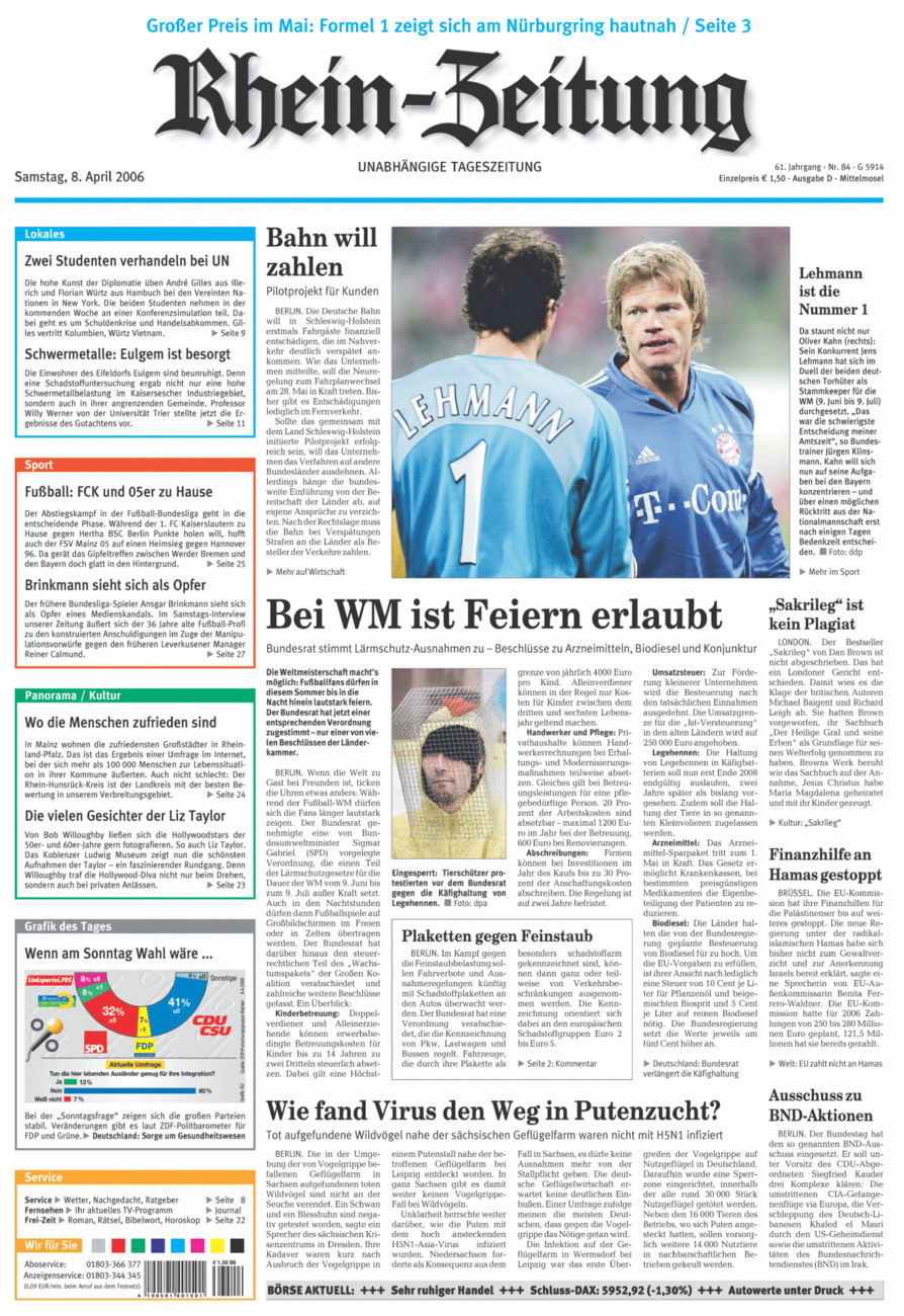 Rhein-Zeitung Kreis Cochem-Zell vom Samstag, 08.04.2006