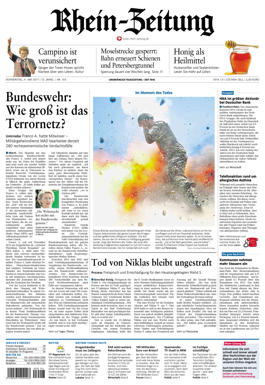 Rhein-Zeitung Kreis Cochem-Zell vom Donnerstag, 04.05.2017