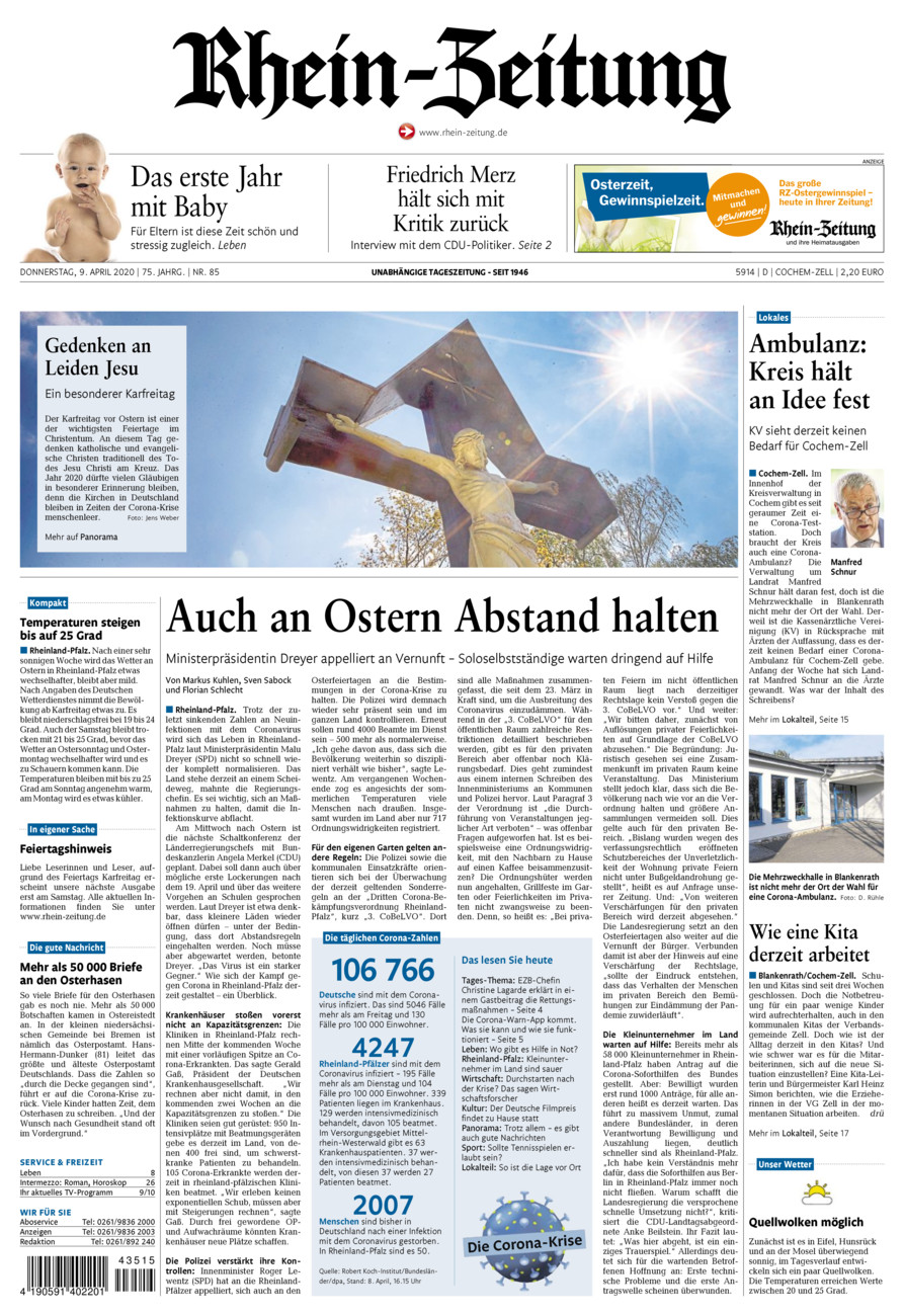 Rhein-Zeitung Kreis Cochem-Zell vom Donnerstag, 09.04.2020