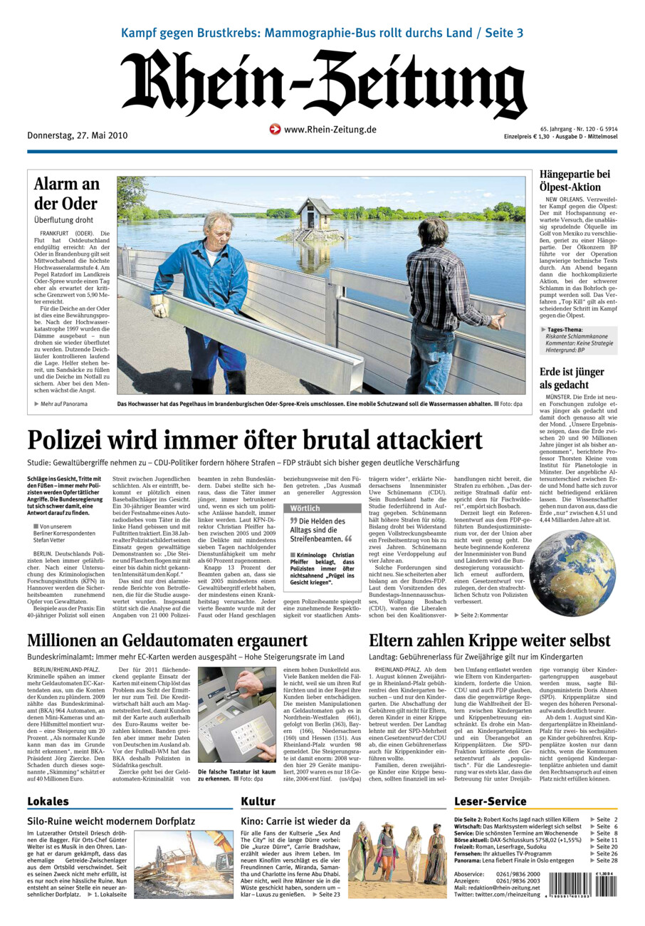 Rhein-Zeitung Kreis Cochem-Zell vom Donnerstag, 27.05.2010
