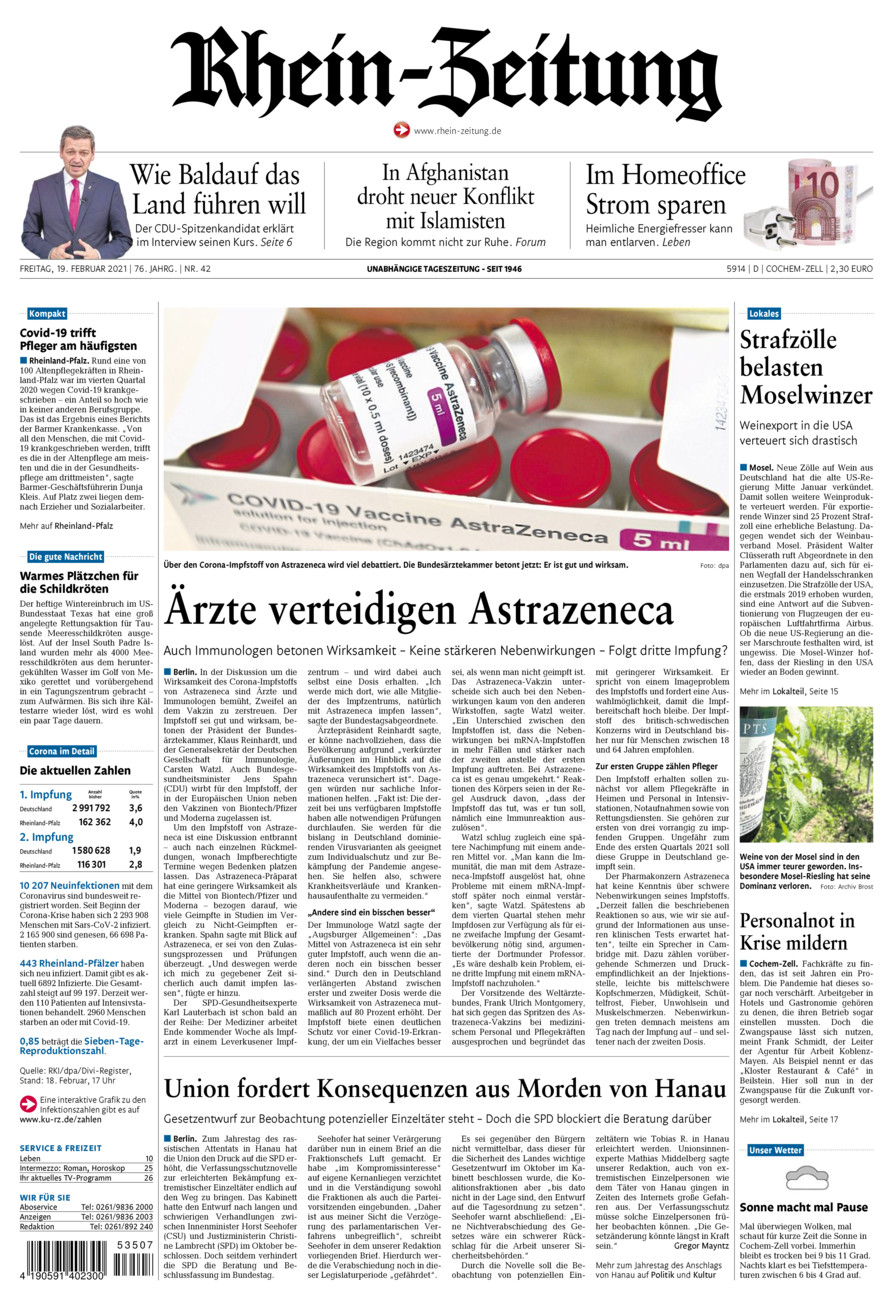 Rhein-Zeitung Kreis Cochem-Zell vom Freitag, 19.02.2021
