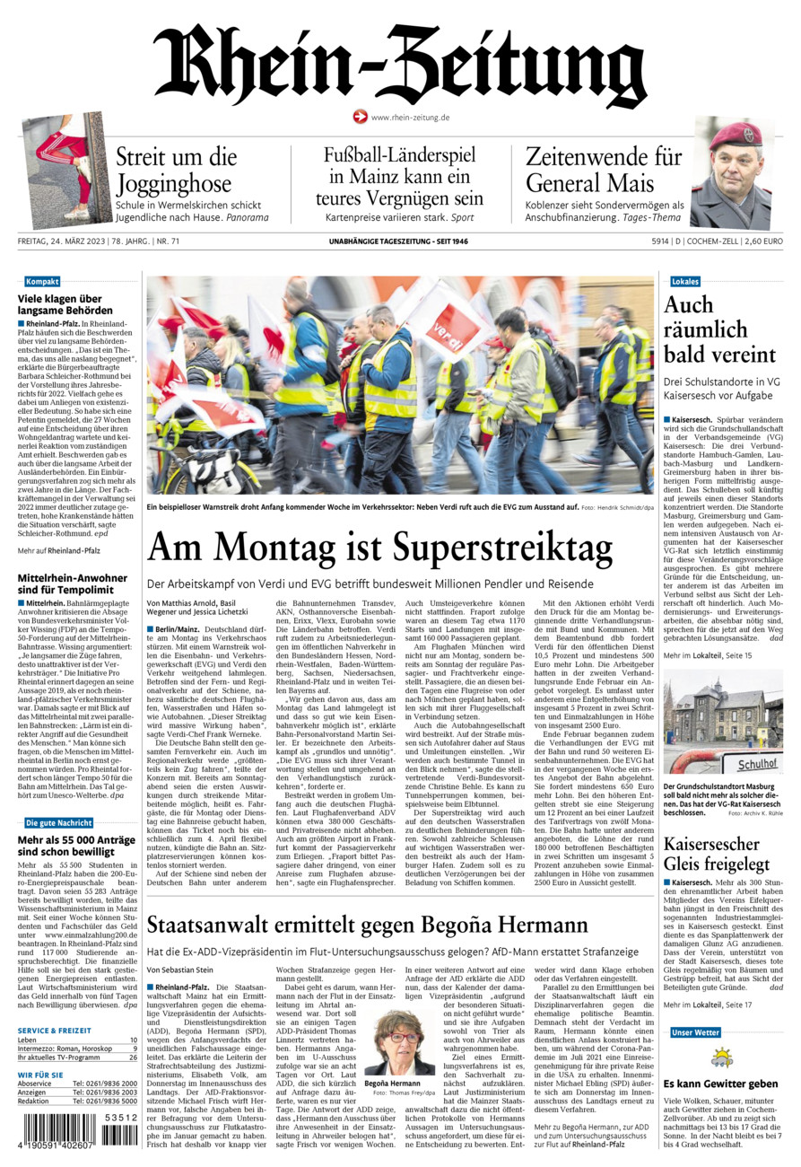 Rhein-Zeitung Kreis Cochem-Zell vom Freitag, 24.03.2023
