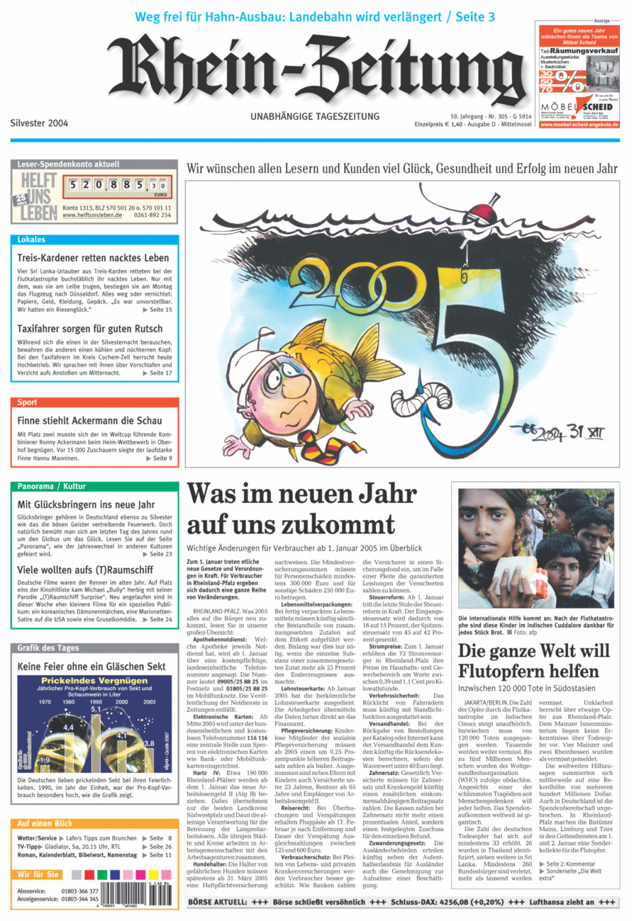 Rhein-Zeitung Kreis Cochem-Zell vom Freitag, 31.12.2004