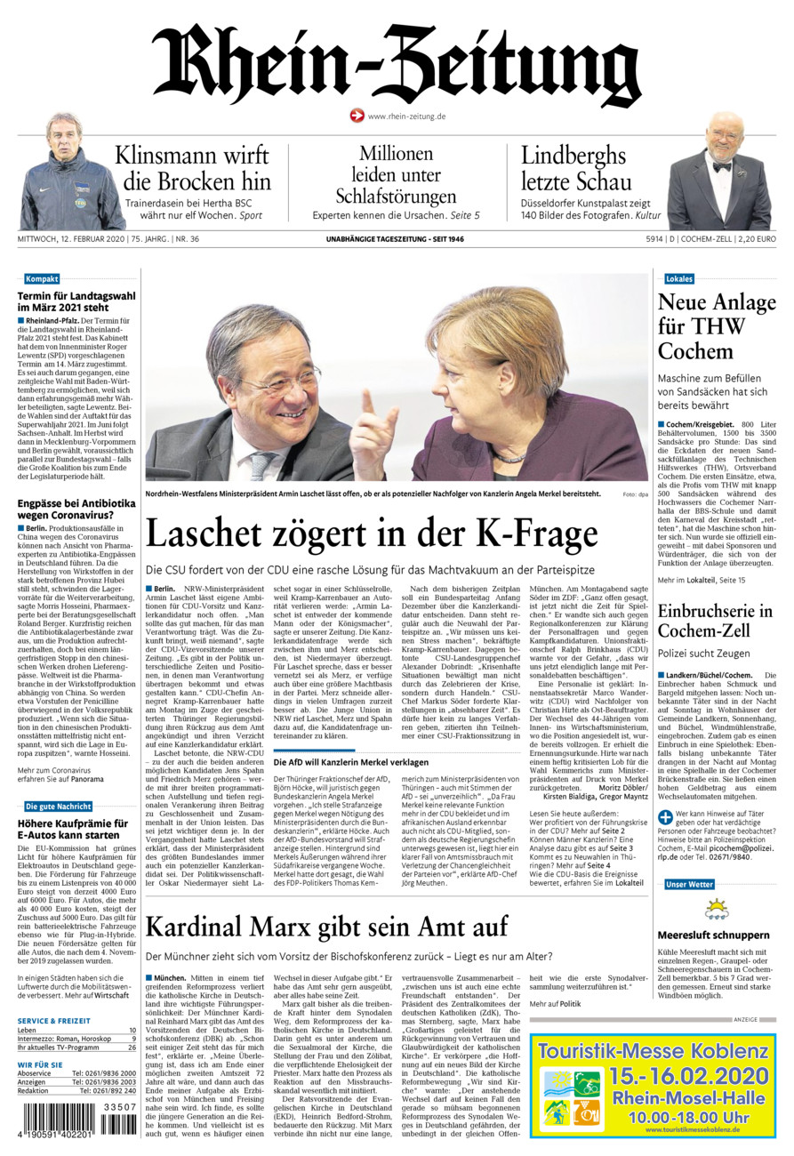 Rhein-Zeitung Kreis Cochem-Zell vom Mittwoch, 12.02.2020