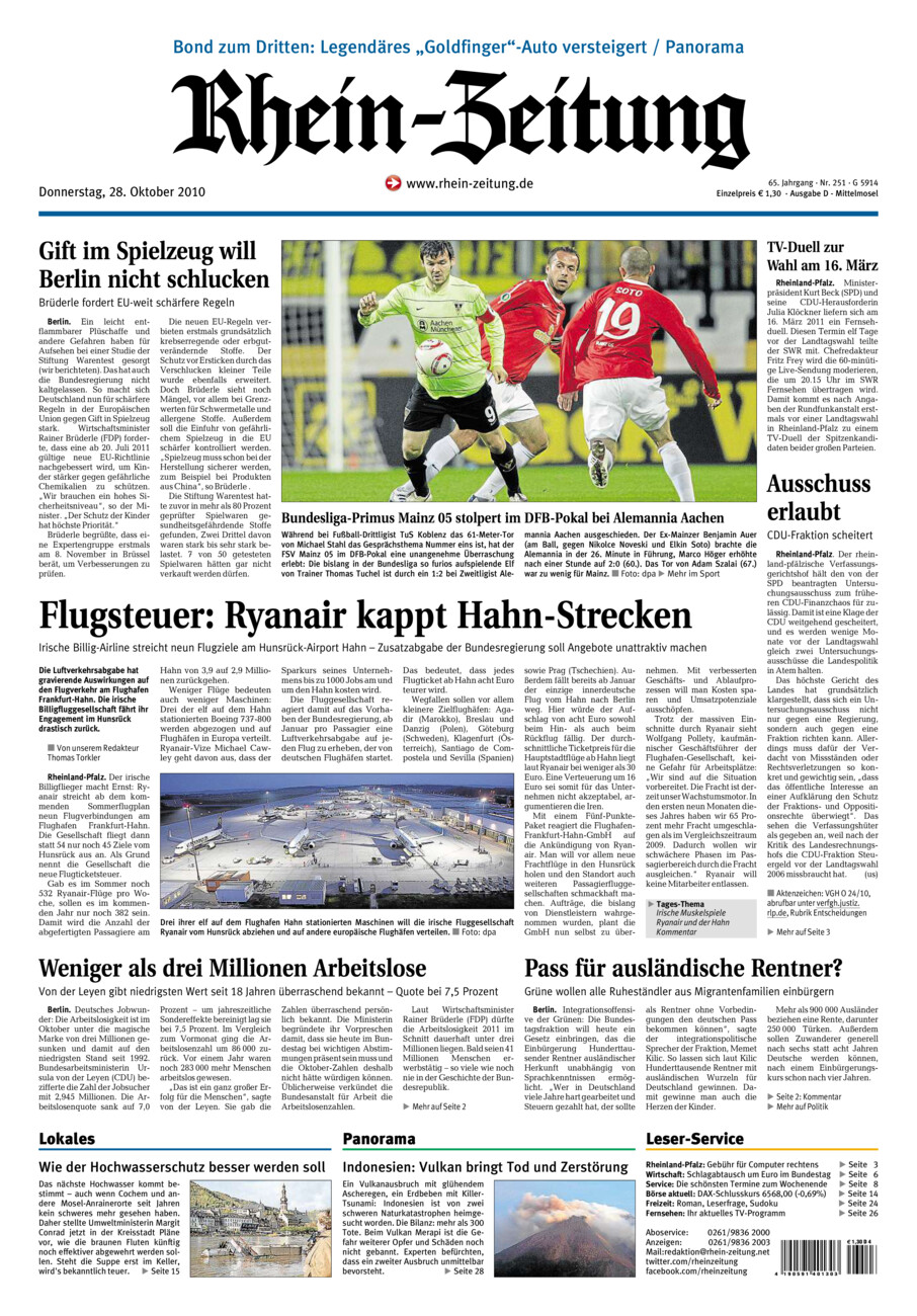 Rhein-Zeitung Kreis Cochem-Zell vom Donnerstag, 28.10.2010