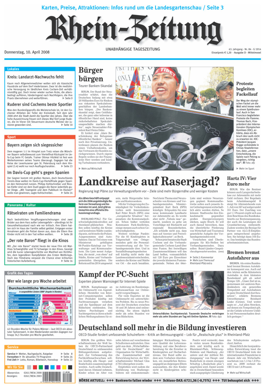 Rhein-Zeitung Kreis Cochem-Zell vom Donnerstag, 10.04.2008