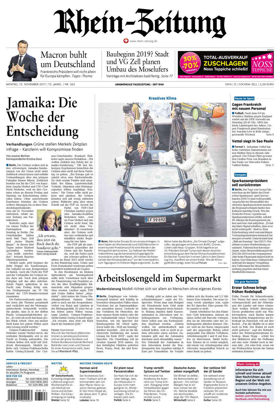 Rhein-Zeitung Kreis Cochem-Zell vom Montag, 13.11.2017