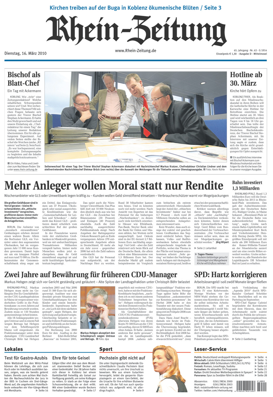Rhein-Zeitung Kreis Cochem-Zell vom Dienstag, 16.03.2010