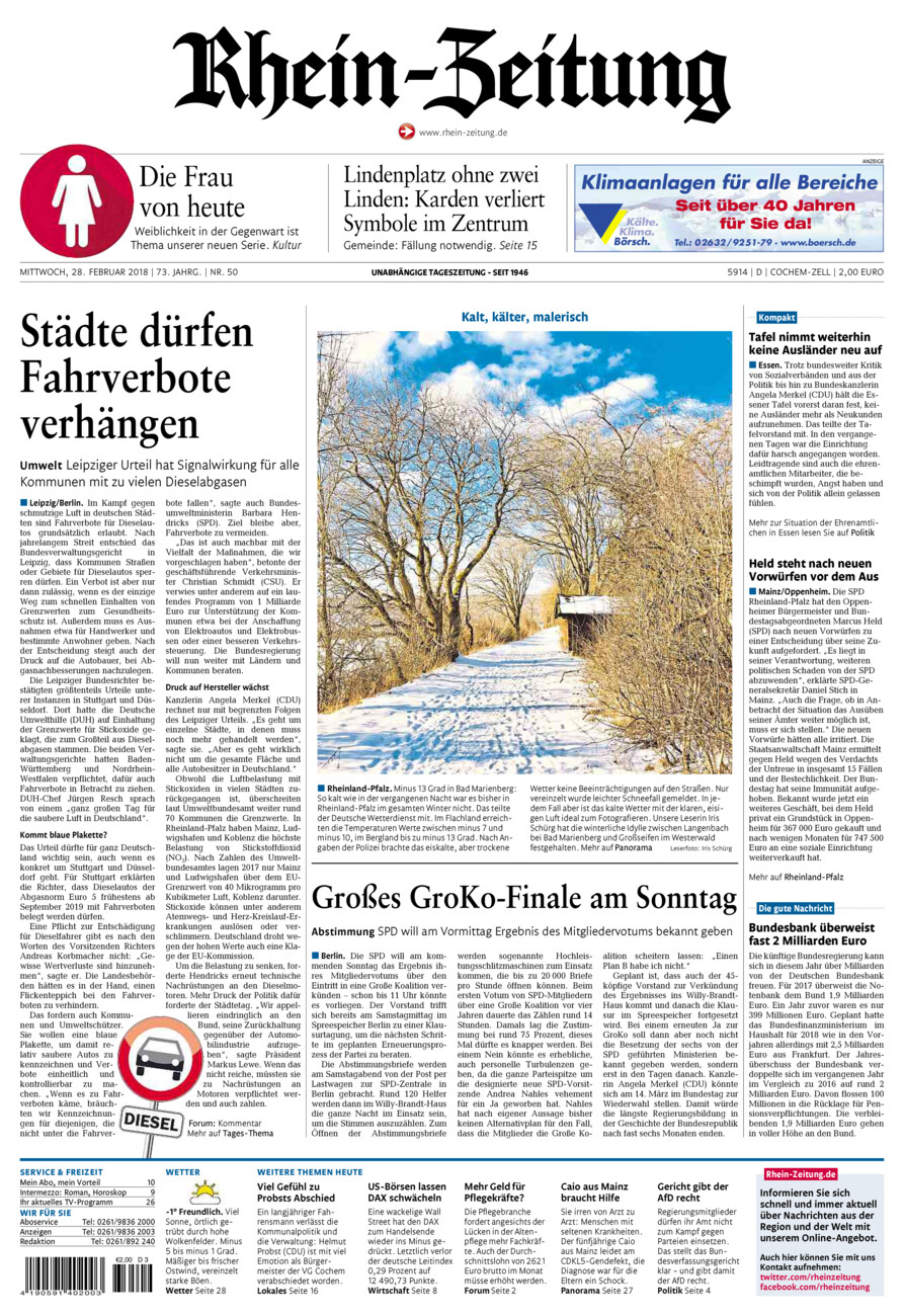 Rhein-Zeitung Kreis Cochem-Zell vom Mittwoch, 28.02.2018