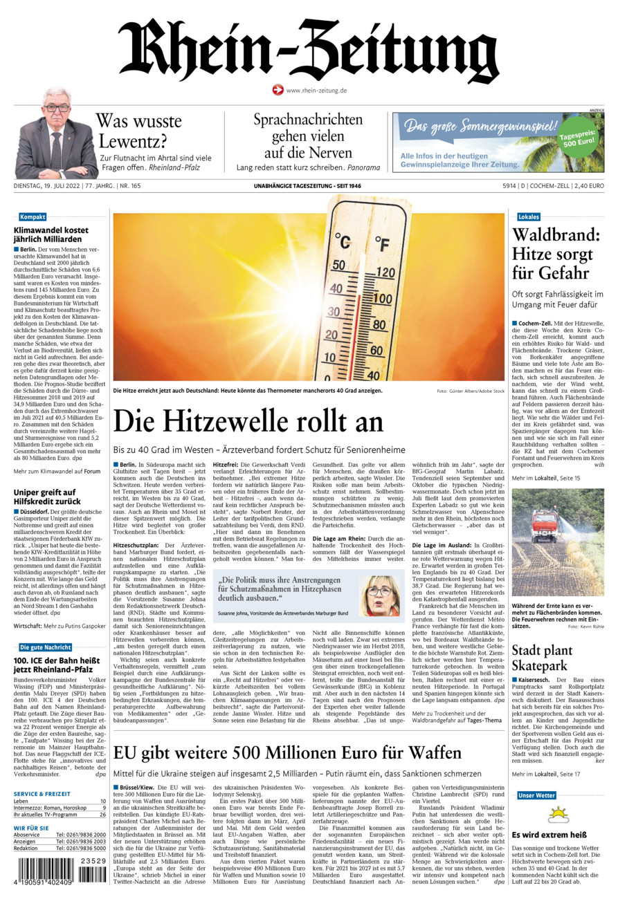 Rhein-Zeitung Kreis Cochem-Zell vom Dienstag, 19.07.2022