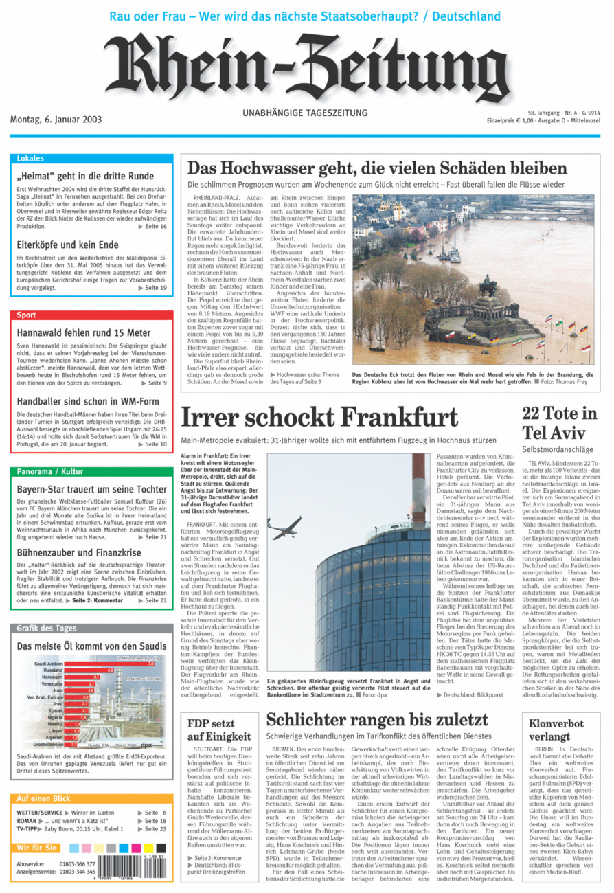 Rhein-Zeitung Kreis Cochem-Zell vom Montag, 06.01.2003