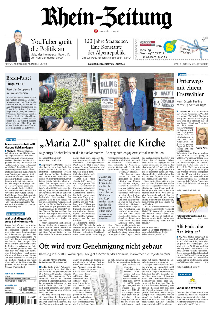 Rhein-Zeitung Kreis Cochem-Zell vom Freitag, 24.05.2019