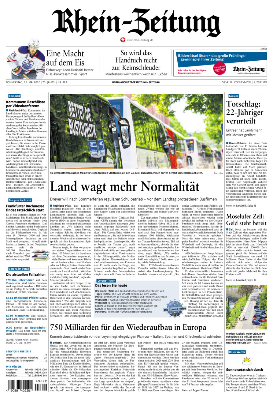 Rhein-Zeitung Kreis Cochem-Zell vom Donnerstag, 28.05.2020