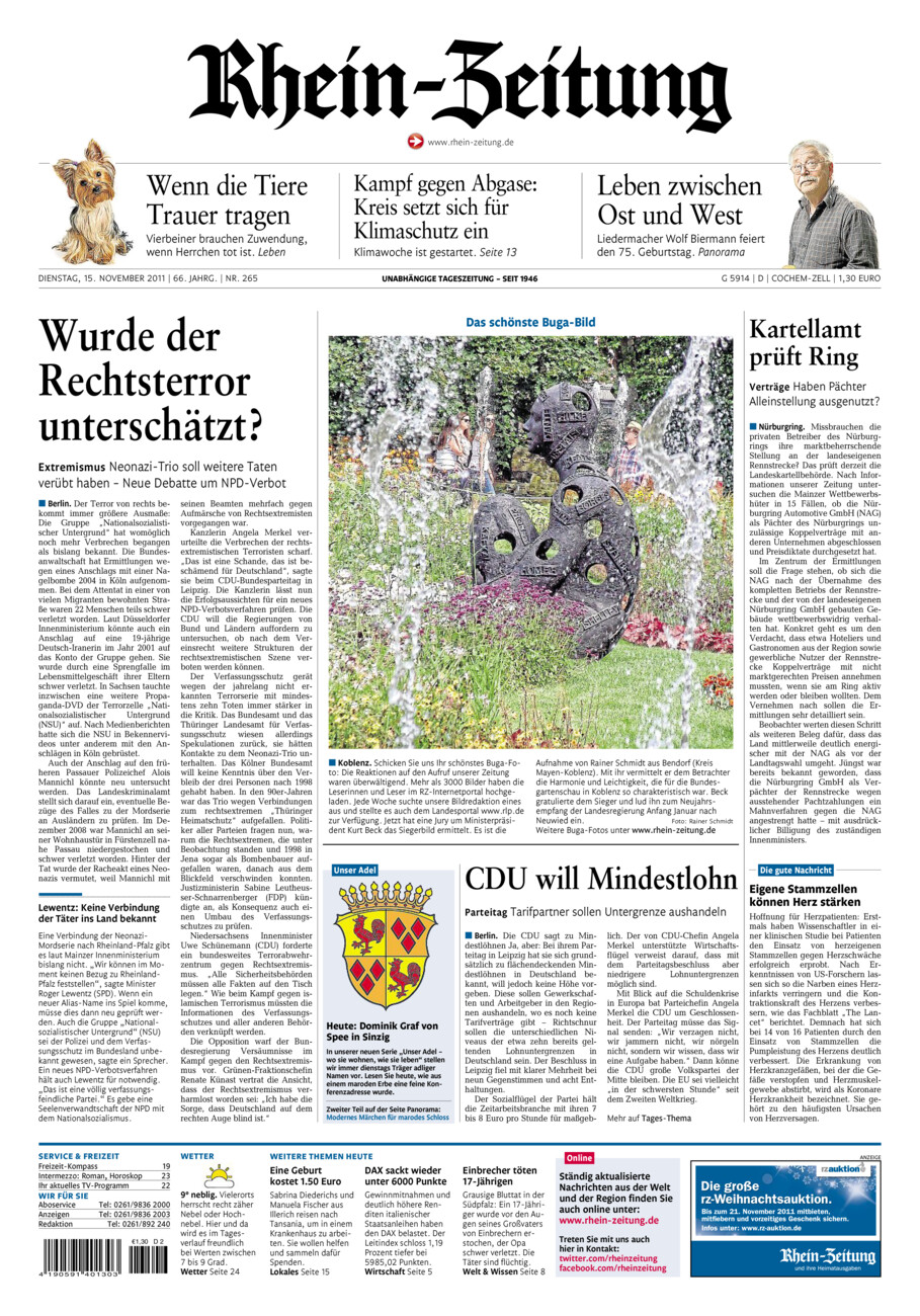 Rhein-Zeitung Kreis Cochem-Zell vom Dienstag, 15.11.2011