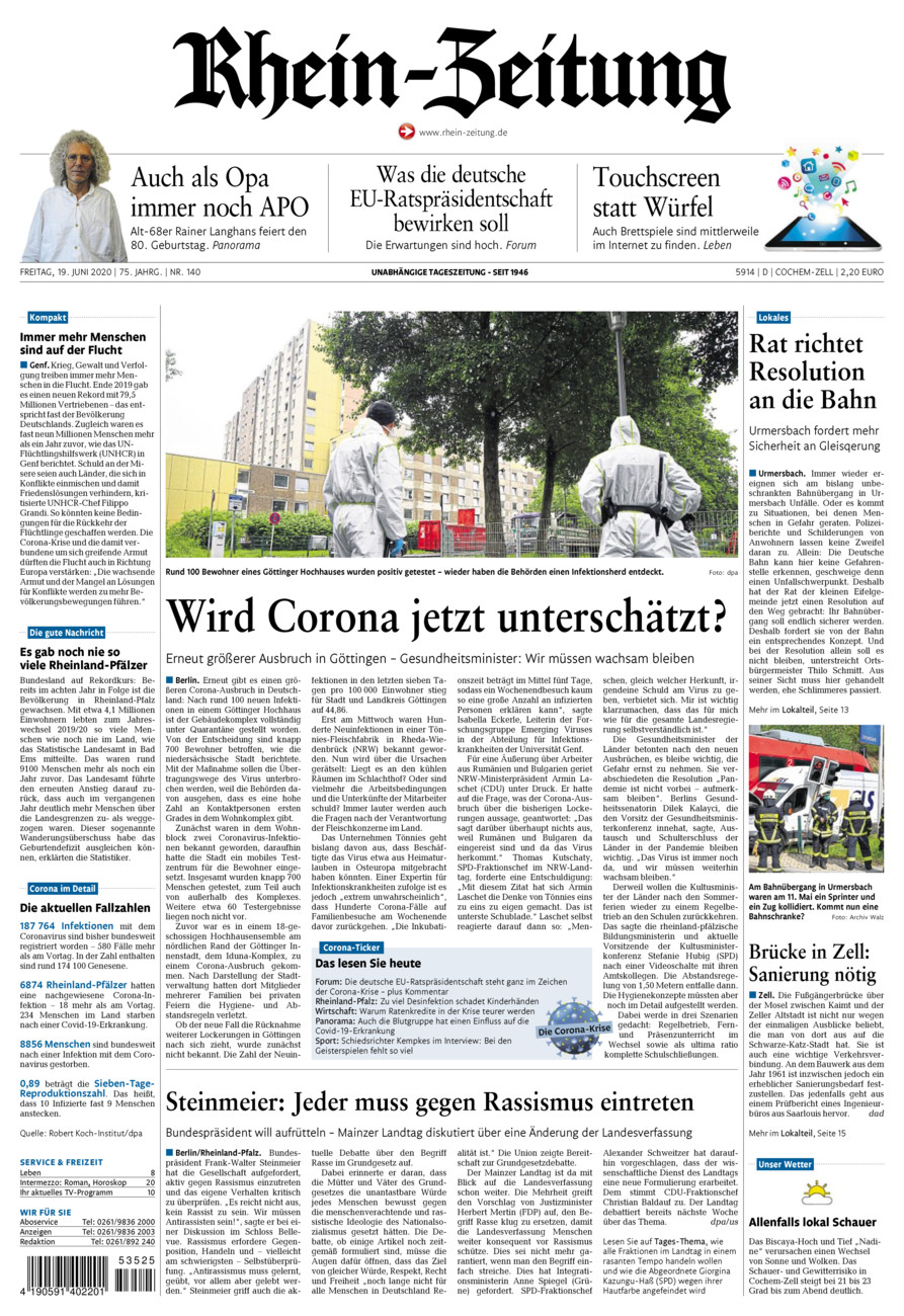 Rhein-Zeitung Kreis Cochem-Zell vom Freitag, 19.06.2020