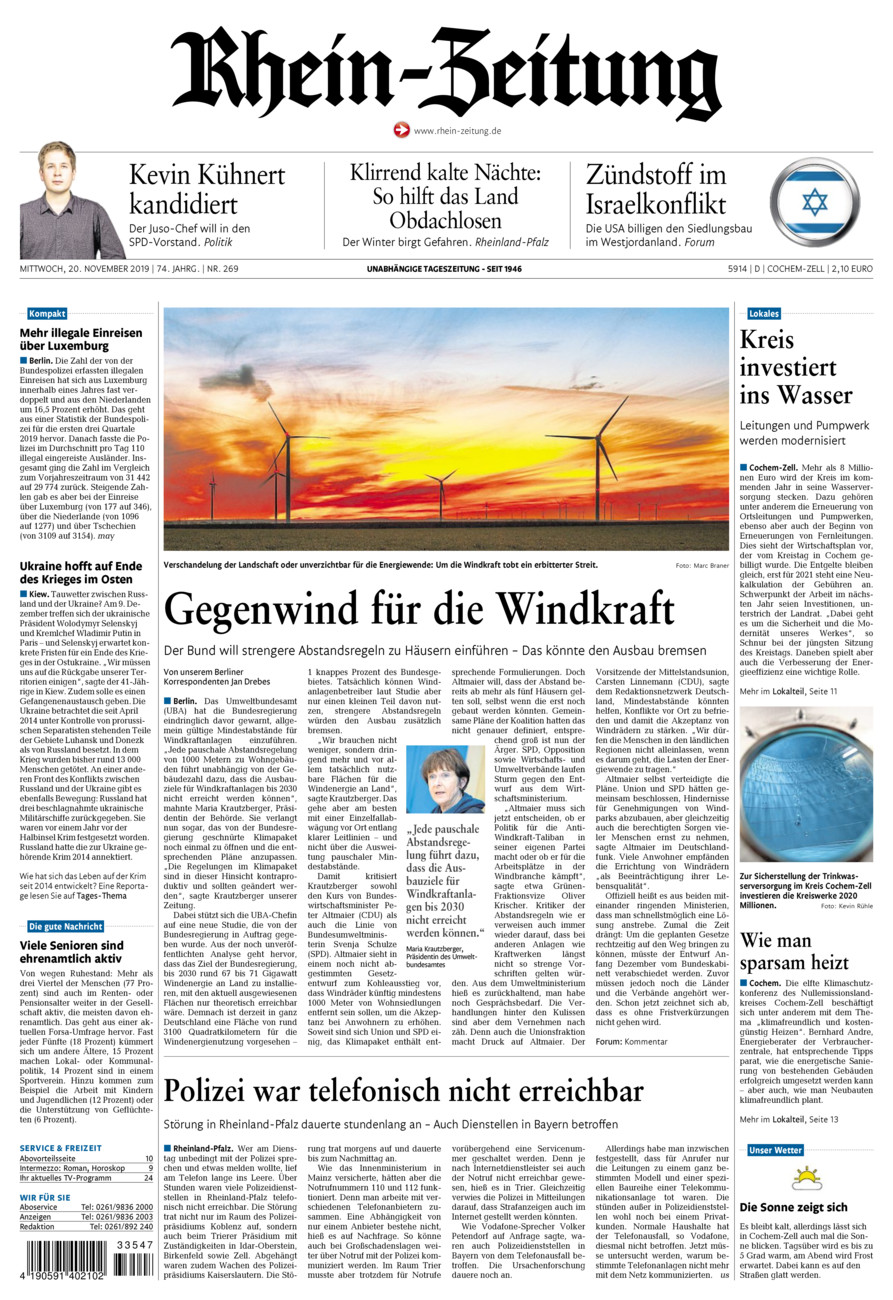 Rhein-Zeitung Kreis Cochem-Zell vom Mittwoch, 20.11.2019