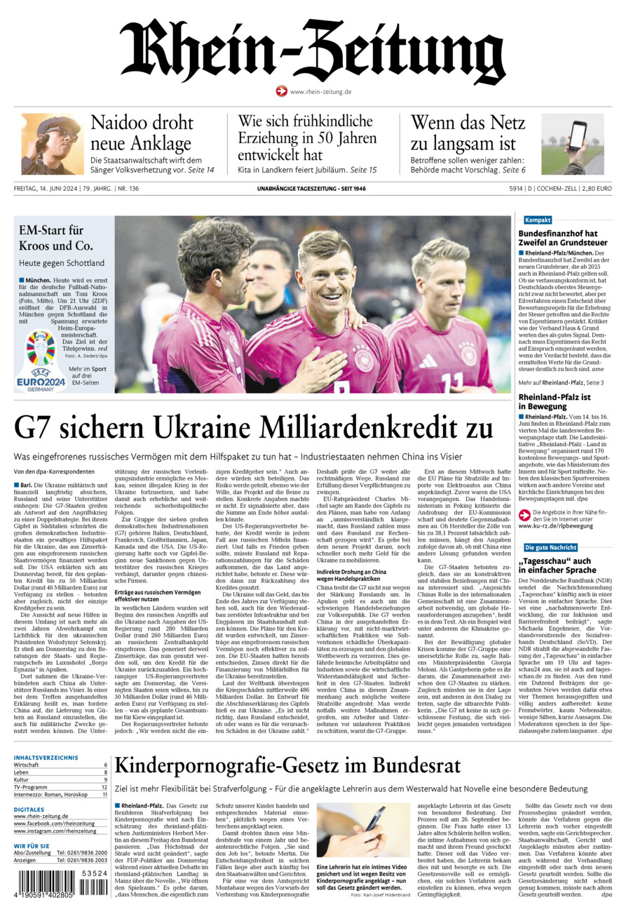 Rhein-Zeitung Kreis Cochem-Zell vom Freitag, 14.06.2024