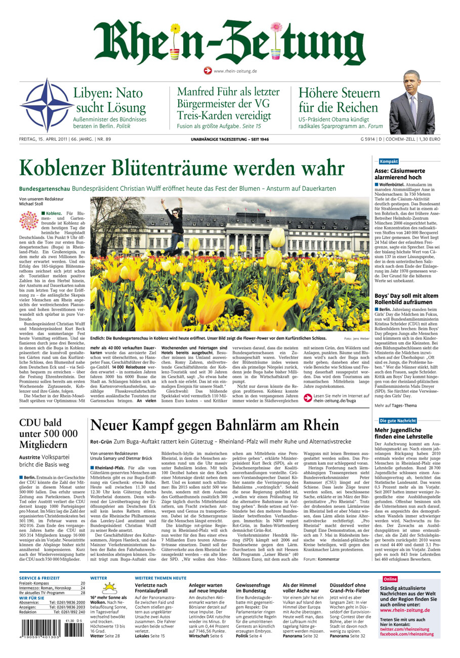 Rhein-Zeitung Kreis Cochem-Zell vom Freitag, 15.04.2011