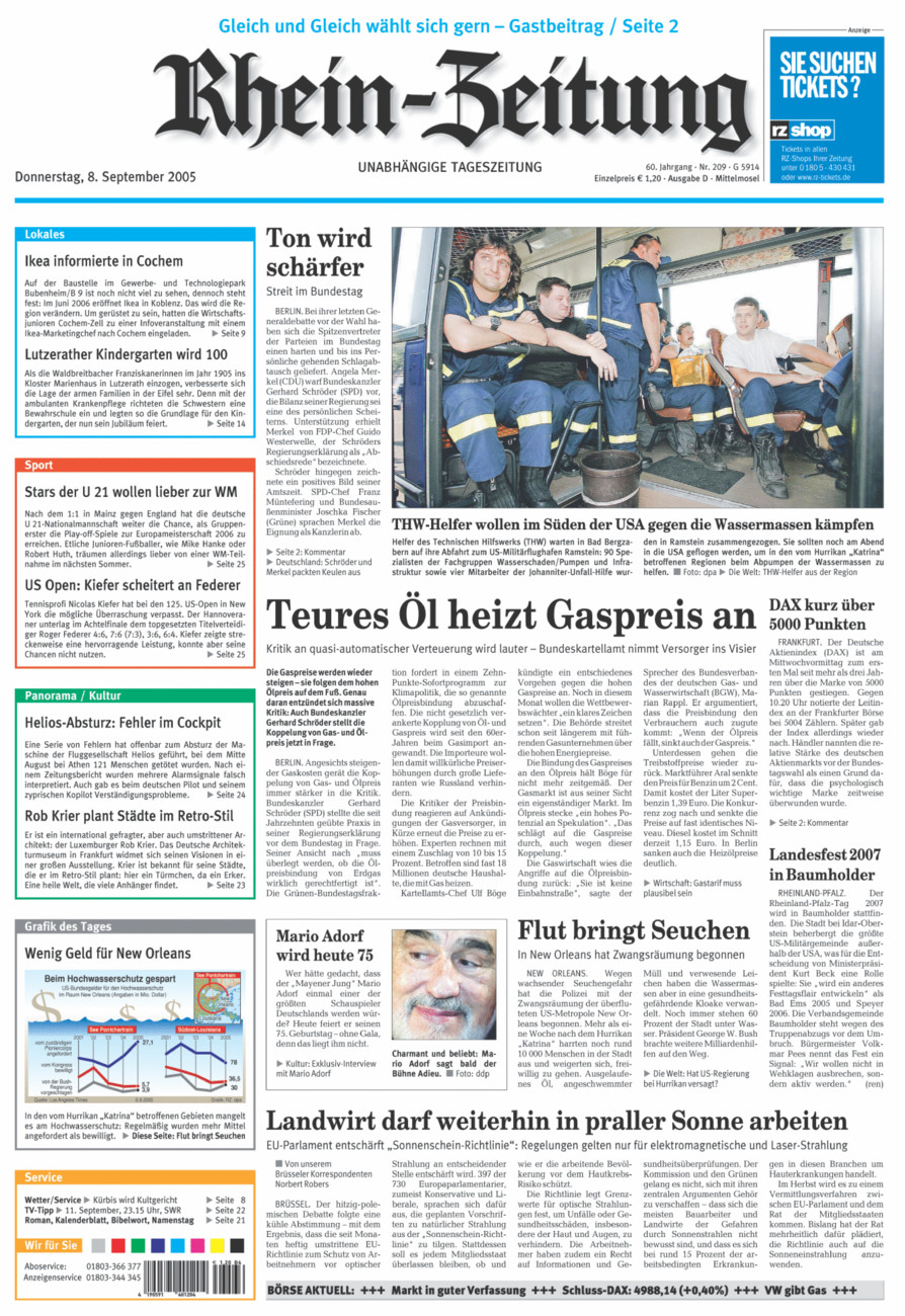Rhein-Zeitung Kreis Cochem-Zell vom Donnerstag, 08.09.2005