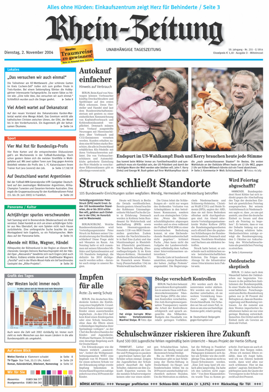 Rhein-Zeitung Kreis Cochem-Zell vom Dienstag, 02.11.2004