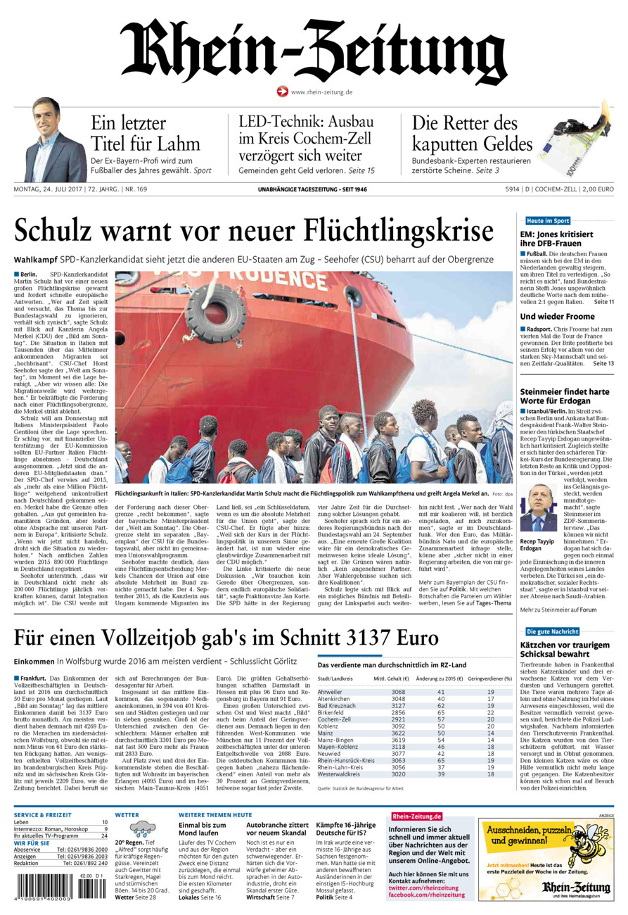 Rhein-Zeitung Kreis Cochem-Zell vom Montag, 24.07.2017