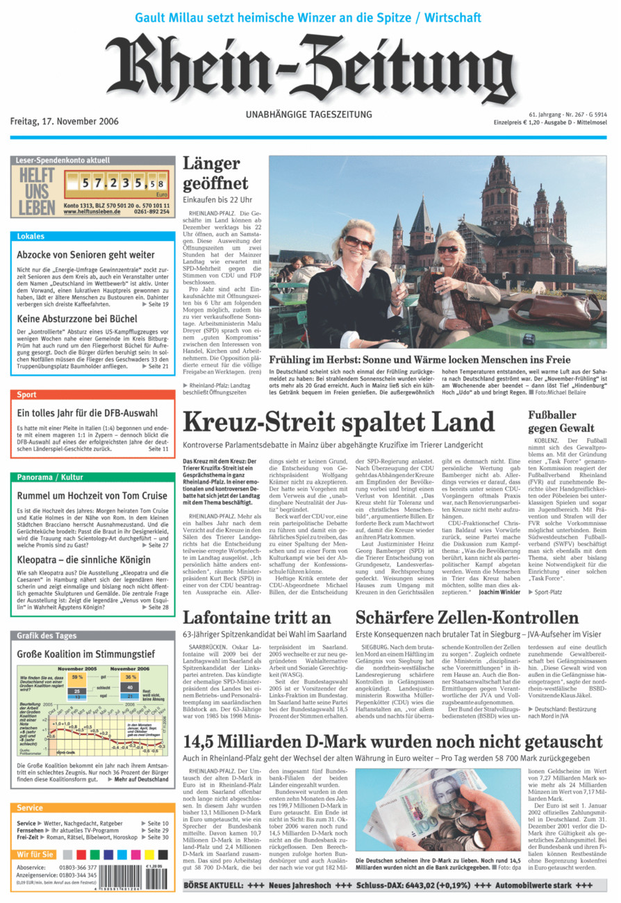 Rhein-Zeitung Kreis Cochem-Zell vom Freitag, 17.11.2006