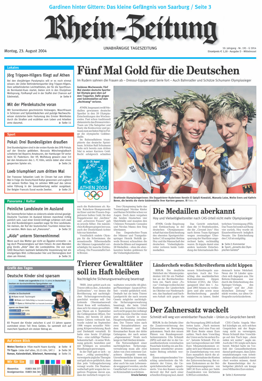 Rhein-Zeitung Kreis Cochem-Zell vom Montag, 23.08.2004