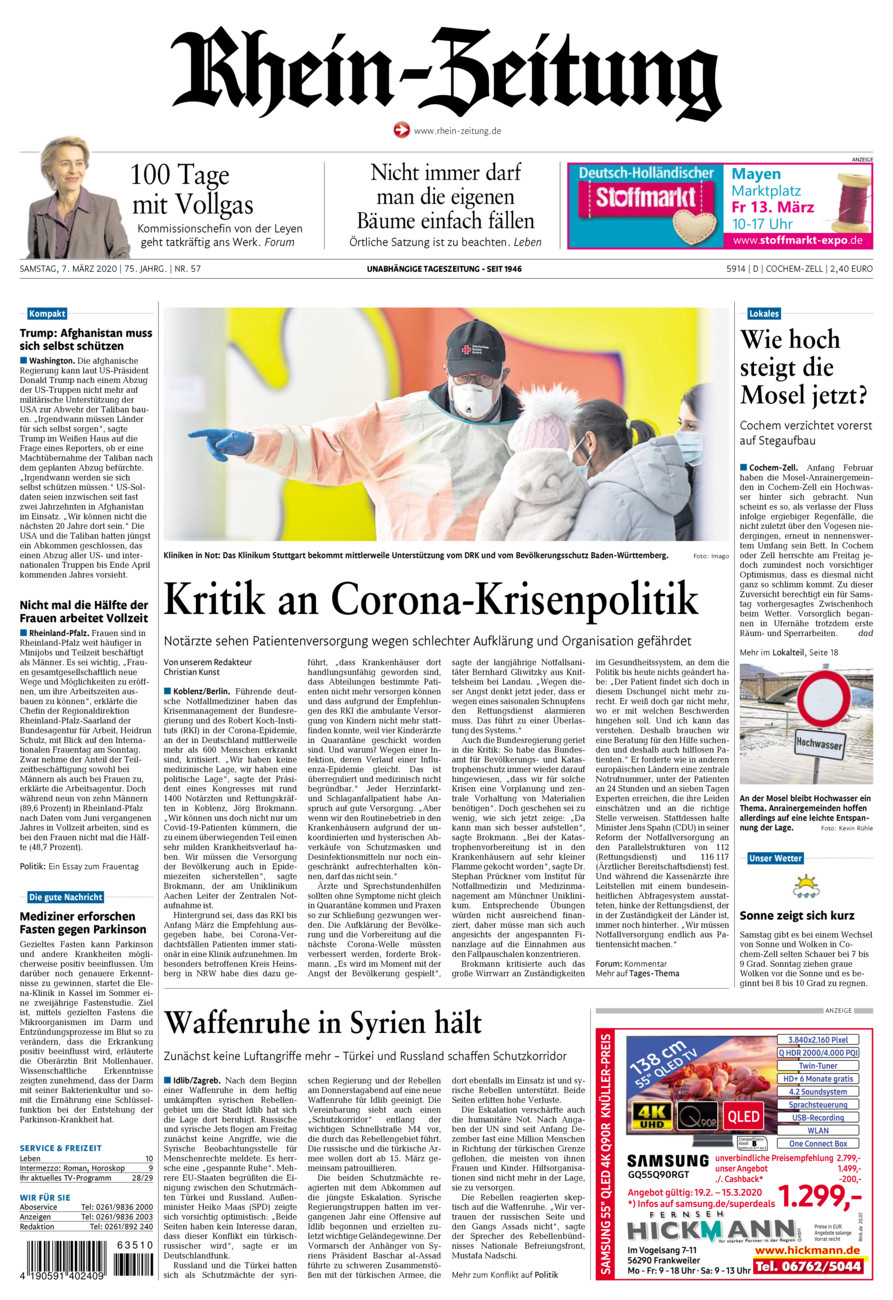 Rhein-Zeitung Kreis Cochem-Zell vom Samstag, 07.03.2020
