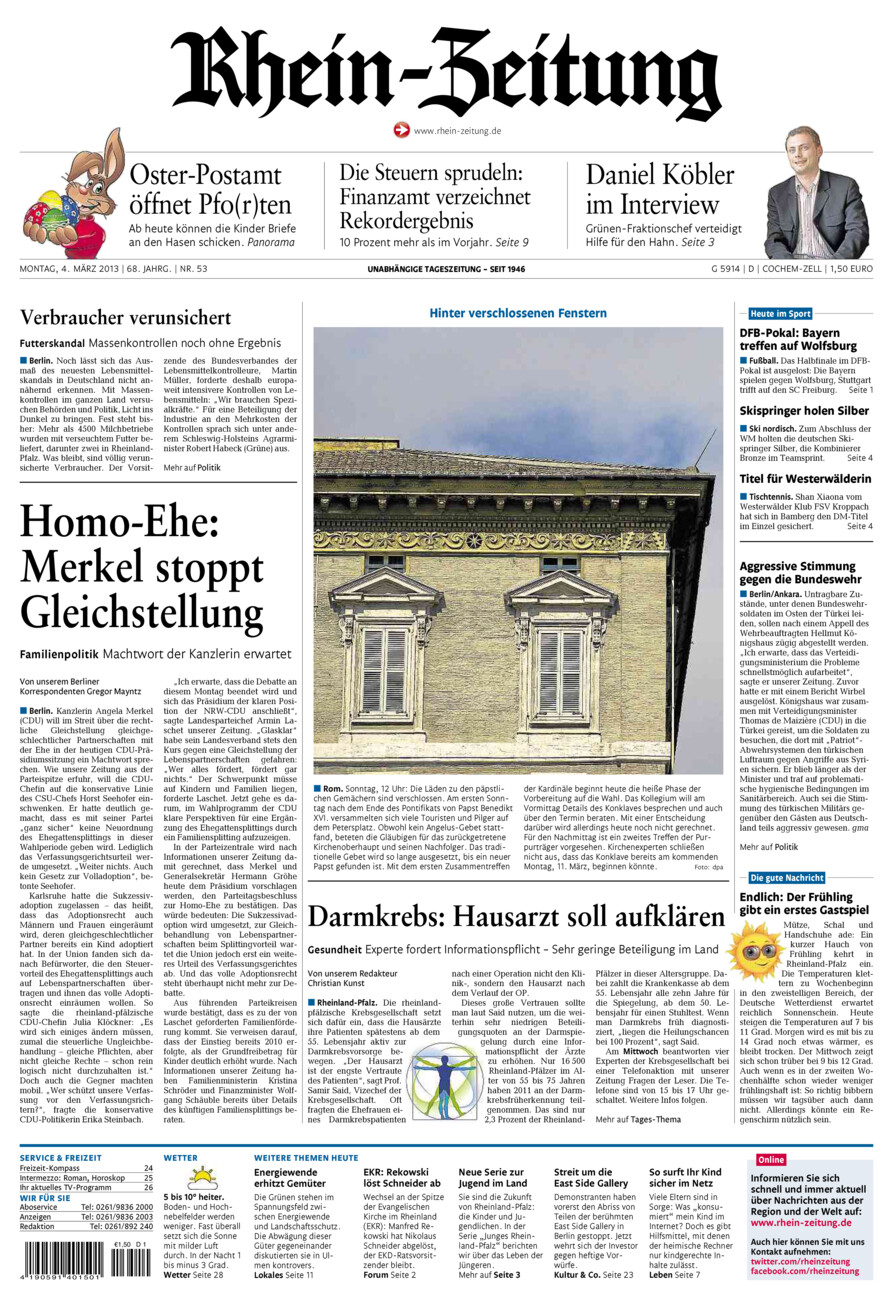 Rhein-Zeitung Kreis Cochem-Zell vom Montag, 04.03.2013
