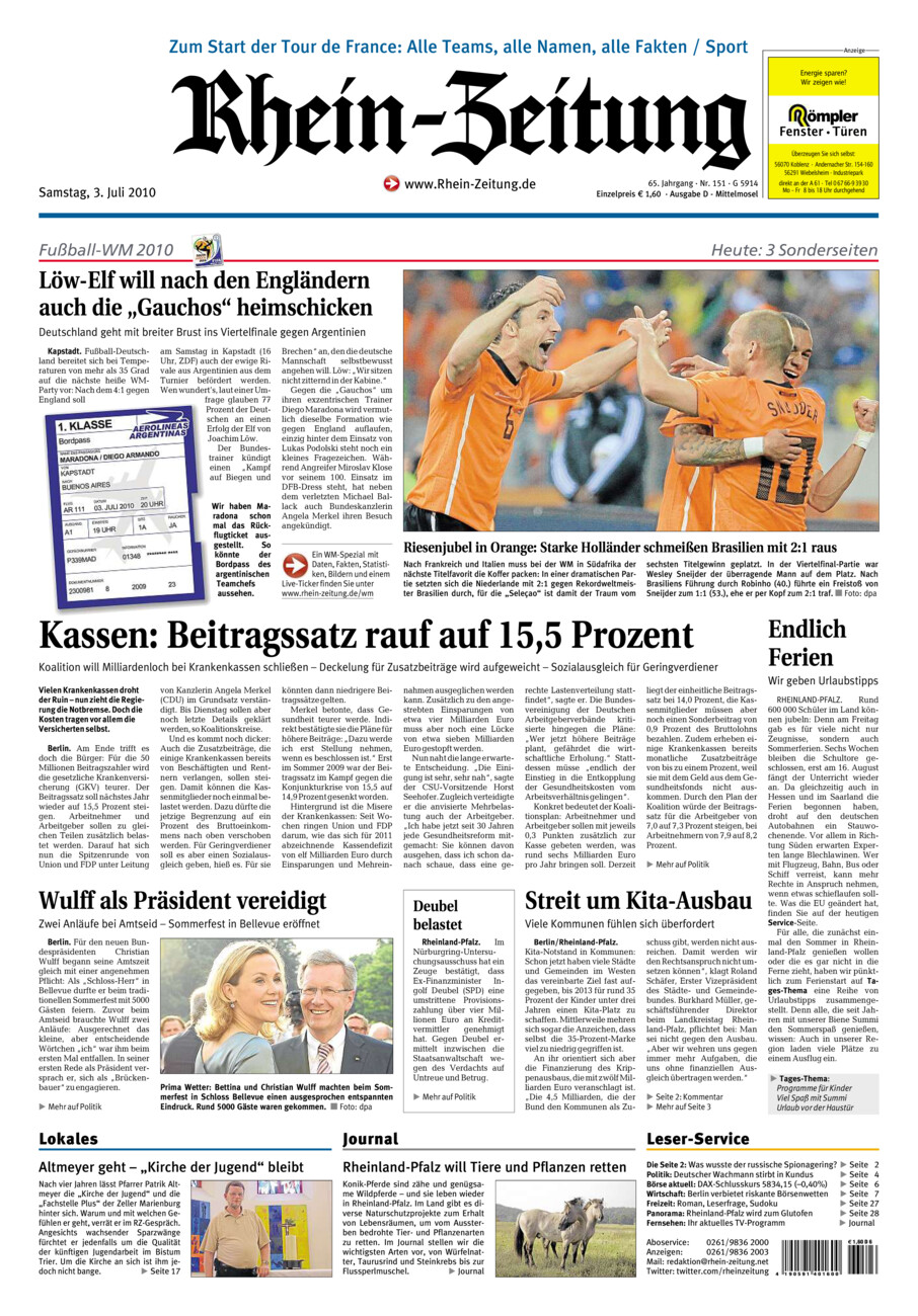 Rhein-Zeitung Kreis Cochem-Zell vom Samstag, 03.07.2010