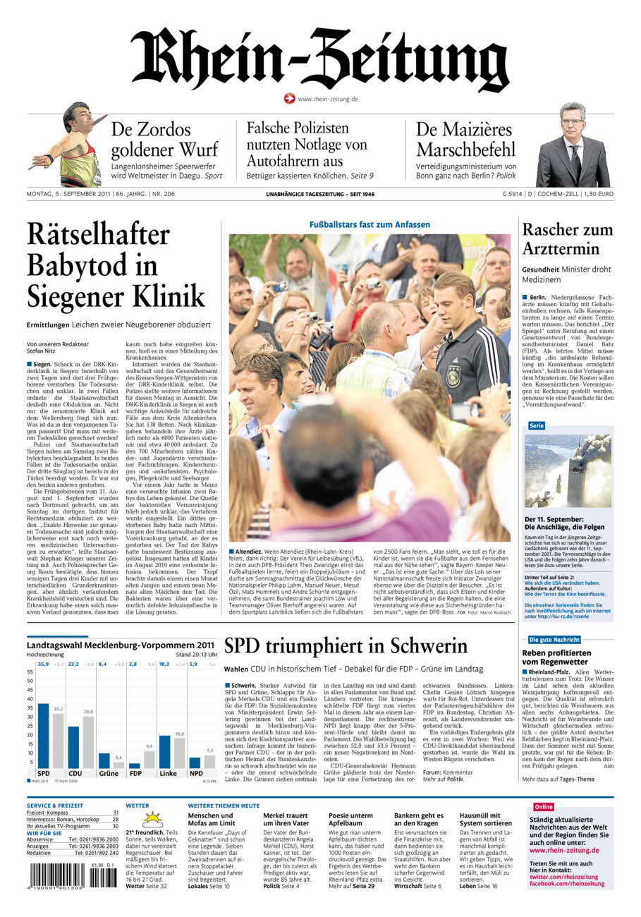 Rhein-Zeitung Kreis Cochem-Zell vom Montag, 05.09.2011