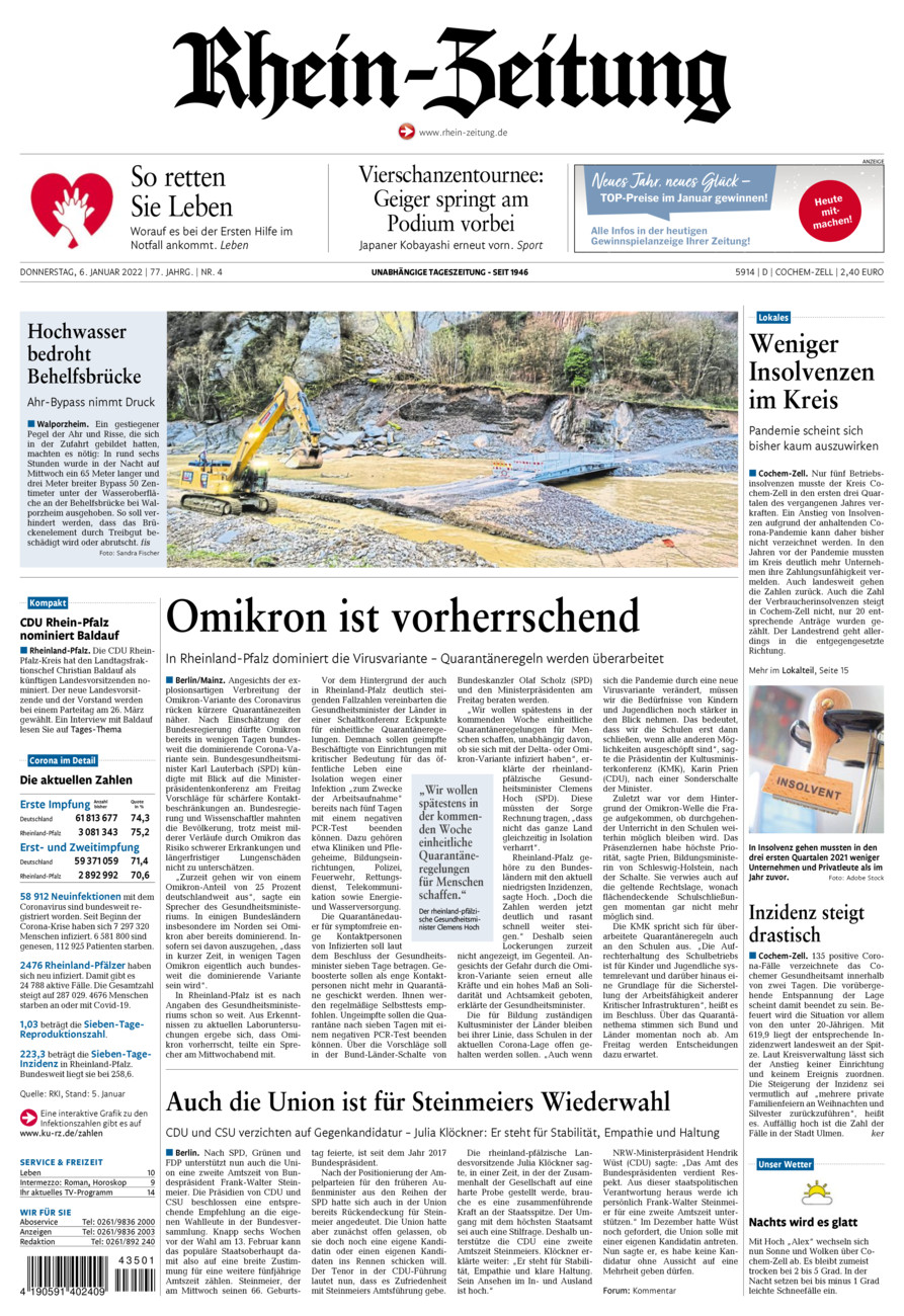 Rhein-Zeitung Kreis Cochem-Zell vom Donnerstag, 06.01.2022