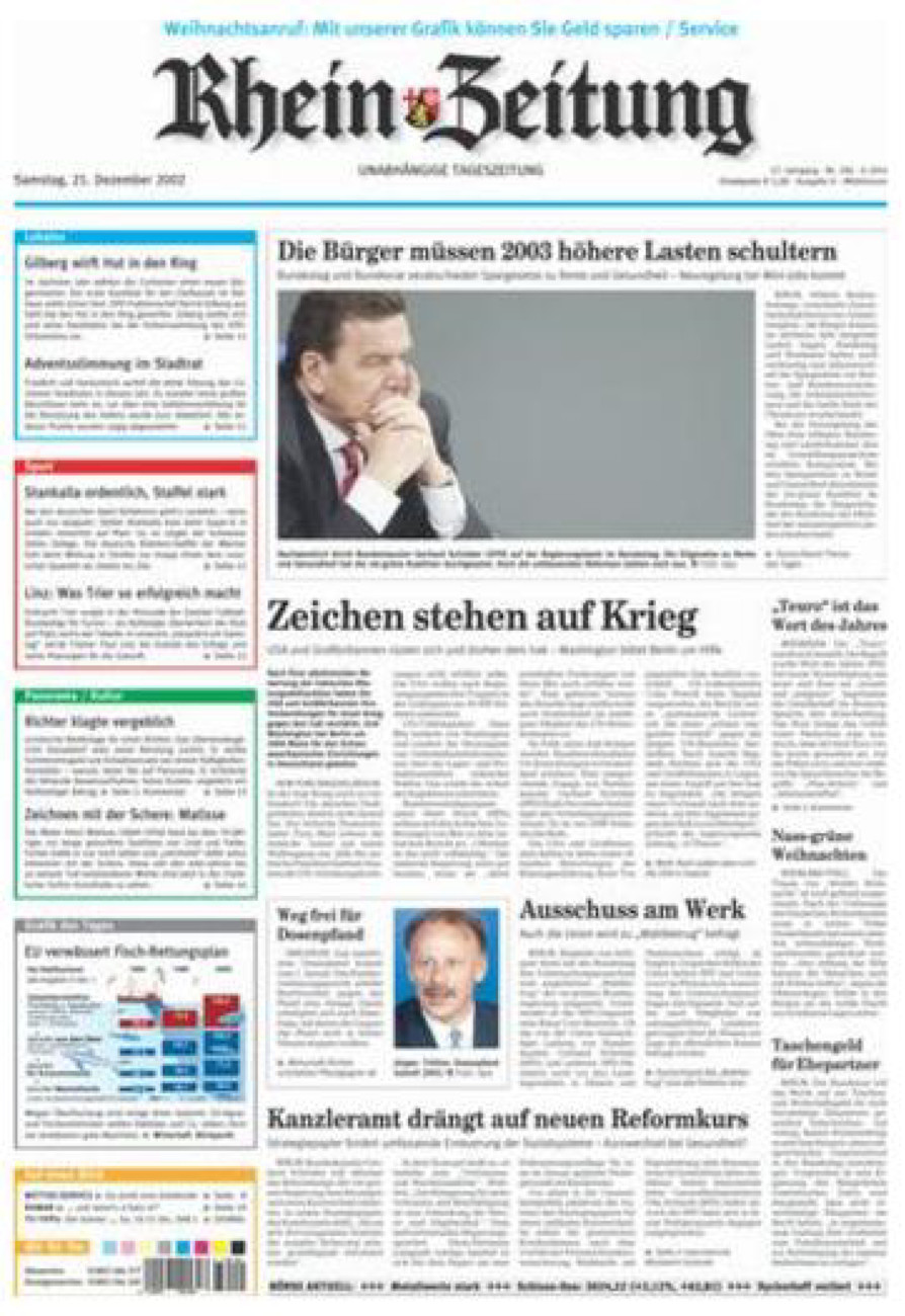 Rhein-Zeitung Kreis Cochem-Zell vom Samstag, 21.12.2002
