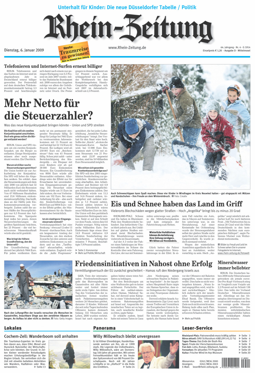 Rhein-Zeitung Kreis Cochem-Zell vom Dienstag, 06.01.2009