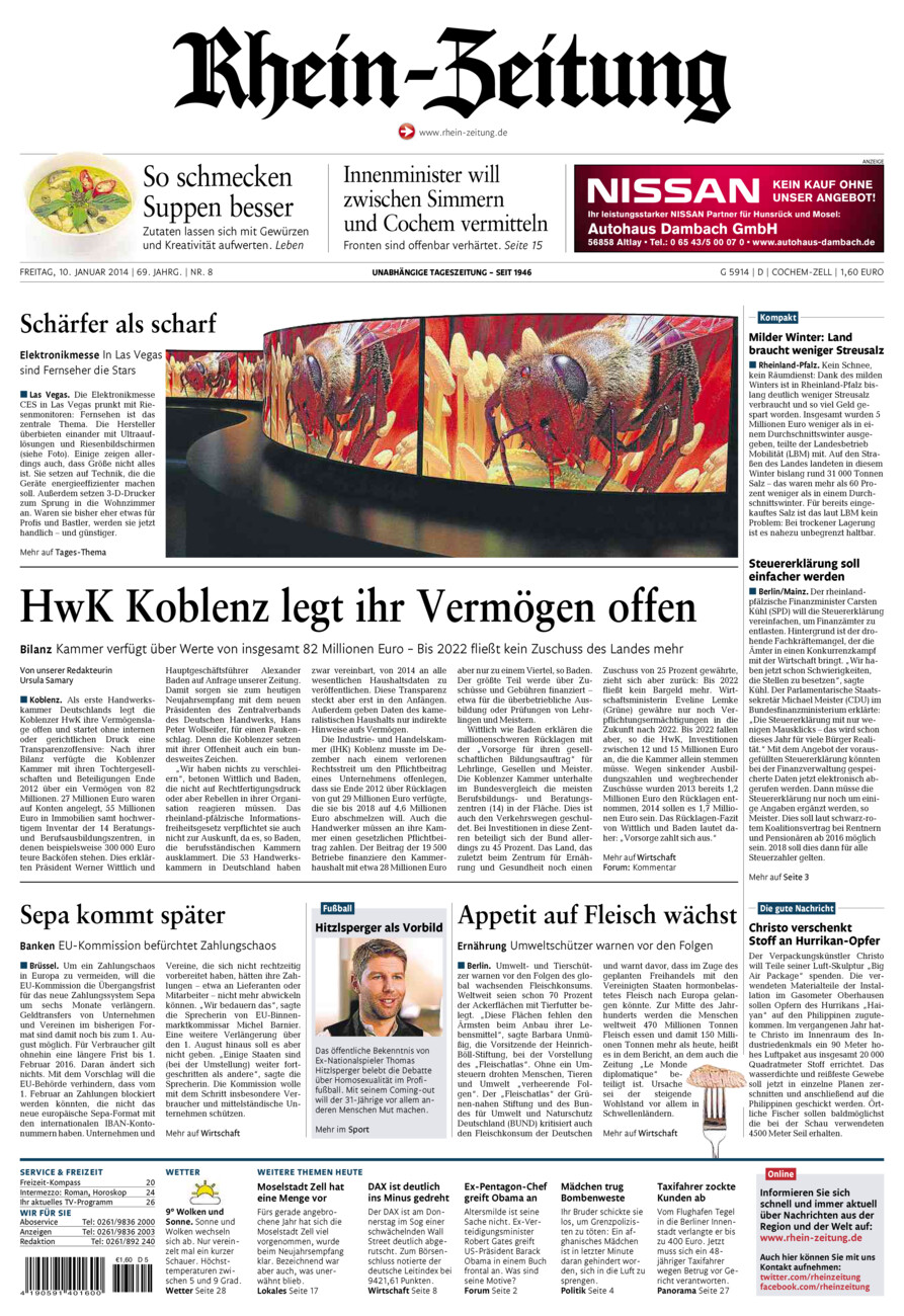 Rhein-Zeitung Kreis Cochem-Zell vom Freitag, 10.01.2014