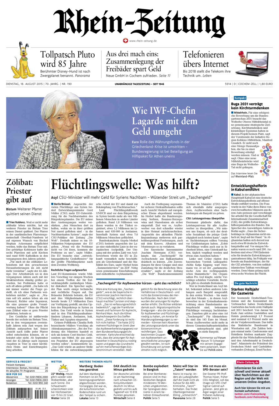 Rhein-Zeitung Kreis Cochem-Zell vom Dienstag, 18.08.2015
