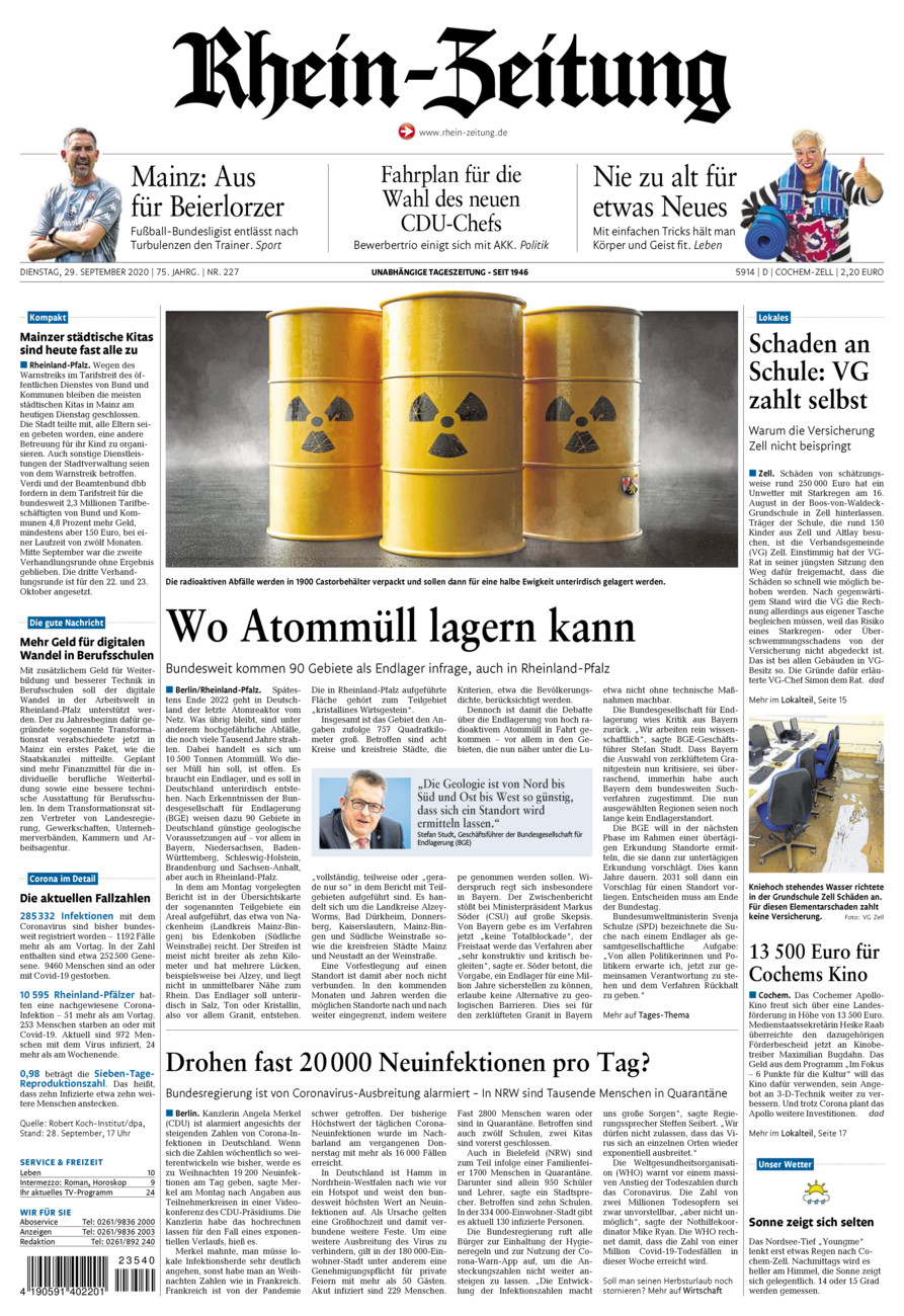 Rhein-Zeitung Kreis Cochem-Zell vom Dienstag, 29.09.2020