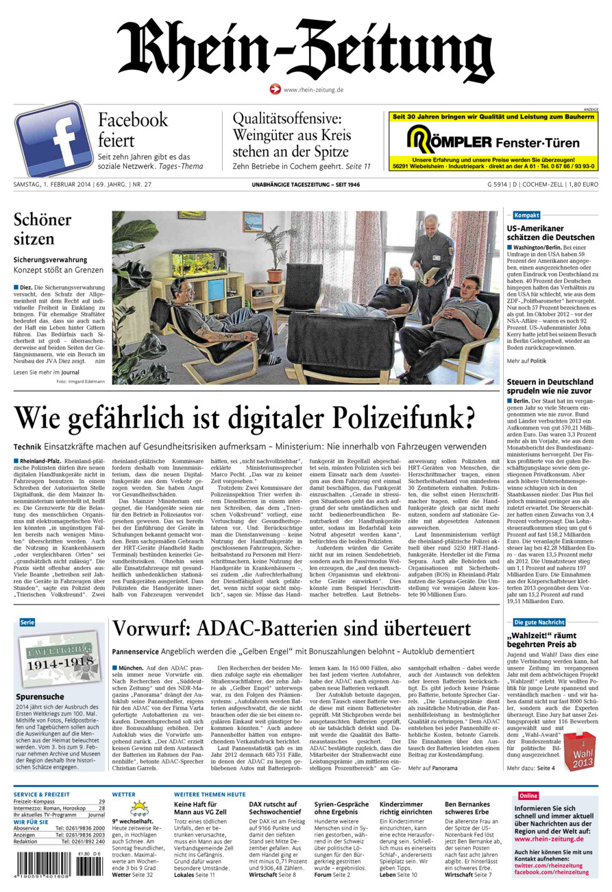 Rhein-Zeitung Kreis Cochem-Zell vom Samstag, 01.02.2014