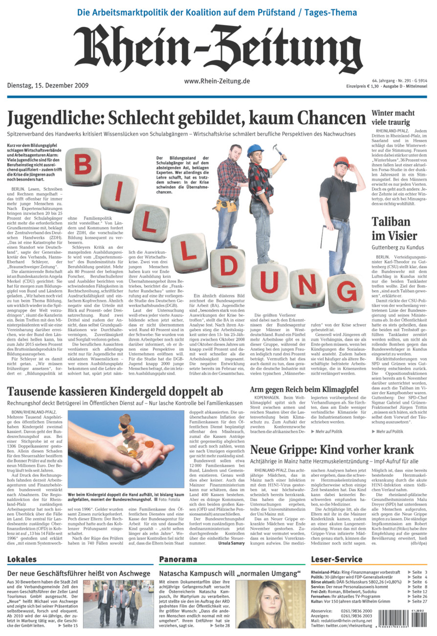 Rhein-Zeitung Kreis Cochem-Zell vom Dienstag, 15.12.2009