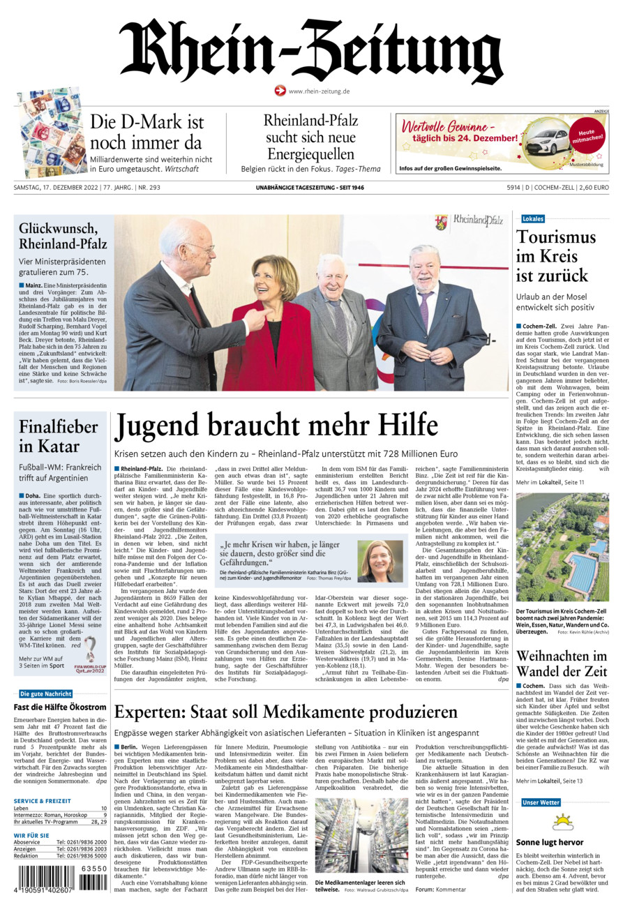 Rhein-Zeitung Kreis Cochem-Zell vom Samstag, 17.12.2022