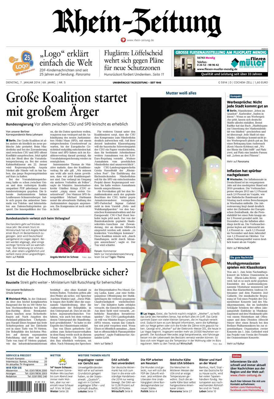 Rhein-Zeitung Kreis Cochem-Zell vom Dienstag, 07.01.2014