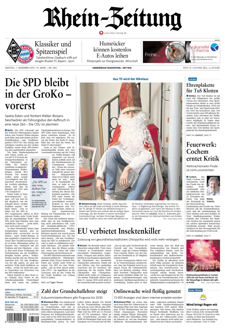 Rhein-Zeitung Kreis Cochem-Zell vom Samstag, 07.12.2019