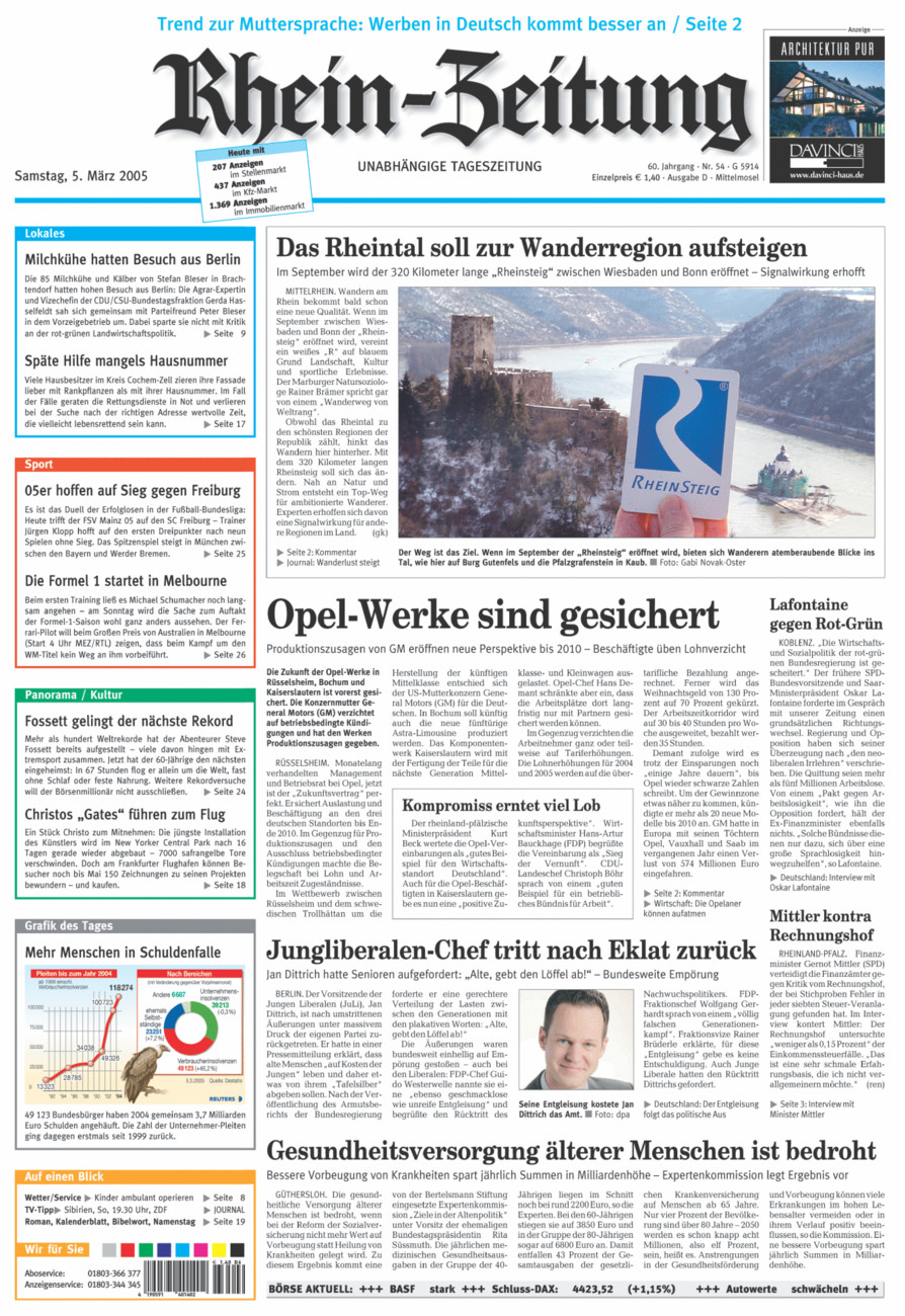 Rhein-Zeitung Kreis Cochem-Zell vom Samstag, 05.03.2005