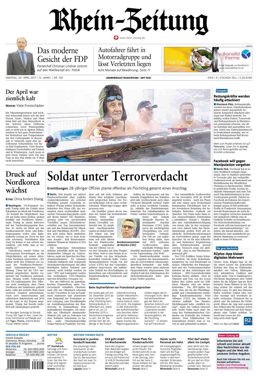 Rhein-Zeitung Kreis Cochem-Zell vom Samstag, 29.04.2017