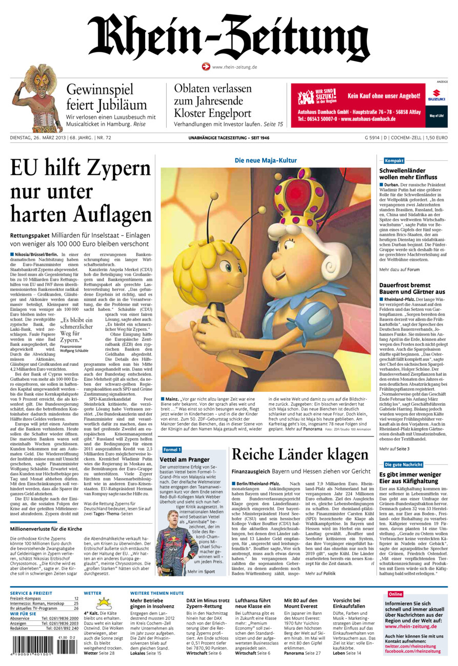 Rhein-Zeitung Kreis Cochem-Zell vom Dienstag, 26.03.2013
